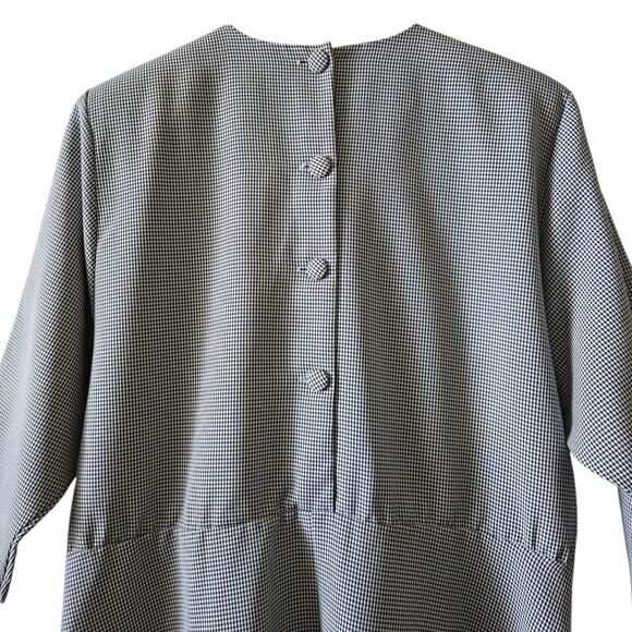 Vintage Nina Piccalino Navy White Houndstooth Peplum Dress. Retro. Sz 12 Fits 14 - Picture 8 of 13